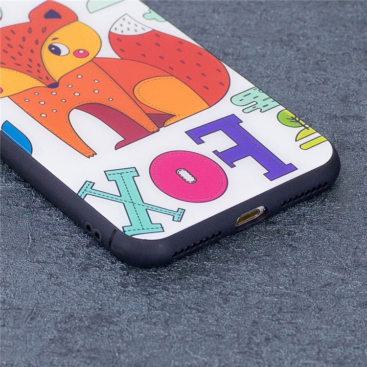Fox Patterned Tempered Glass Case Drop-proof Back Case for iPhone 8 Plus/7 Plus-2