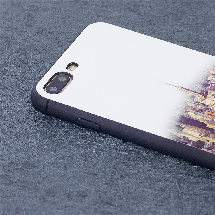 Patterned Tempered Glass Case Drop-proof Hybrid Back Shell for iPhone 8 Plus/7 Plus - New York-3
