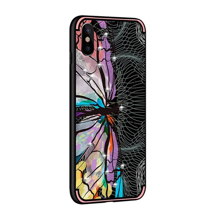 Serie única De NXE Para El Iphone X Libélula Patrón Rhinestone Decorado Suave Cubierta De Gel De TPU - Rosado-4