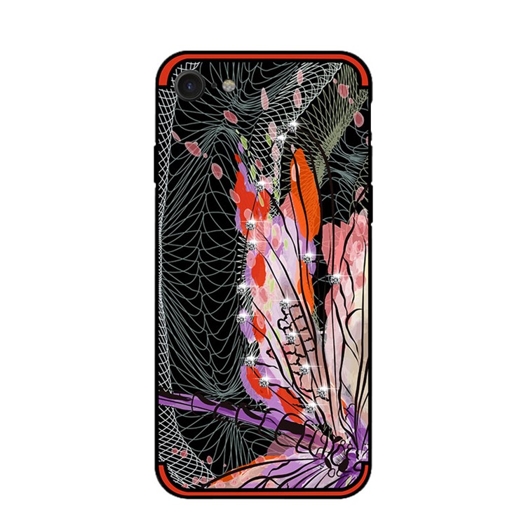 NXE Serie única Libélula Patrón Rhinestone Decorado Caja De Gel De TPU Para El Iphone 8/7 4.7 Pulgadas - Rojo-2