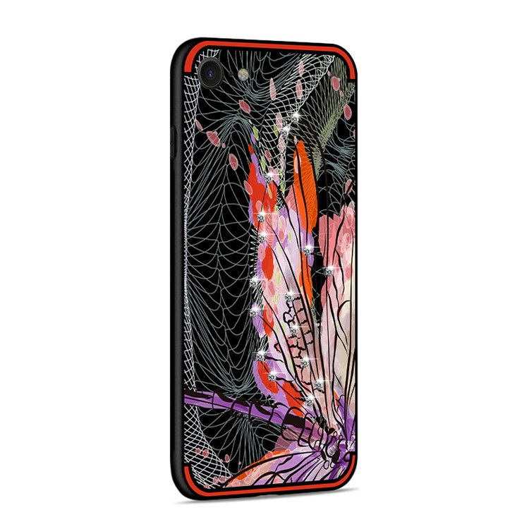 NXE Serie única Libélula Patrón Rhinestone Decorado Caja De Gel De TPU Para El Iphone 8/7 4.7 Pulgadas - Rojo-4