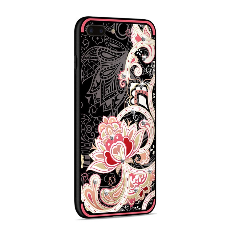 NXE Unique Series Flower Pattern Printing Rhinestone Decorated Soft TPU Case for iPhone 8 Plus/7 Plus - Red-4
