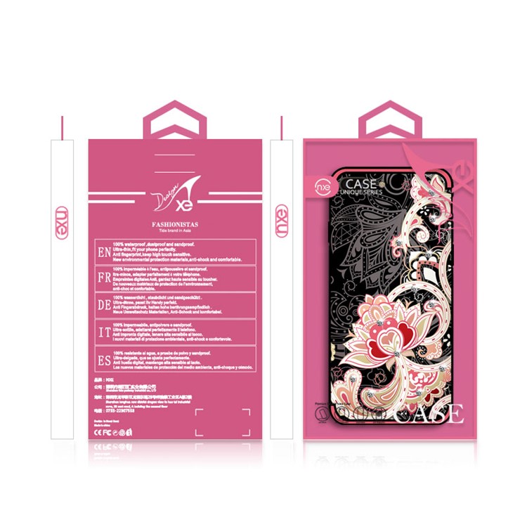 NXE Unique Series Flower Pattern Printing Rhinestone Decorated Soft TPU Case for iPhone 8 Plus/7 Plus - Red-6