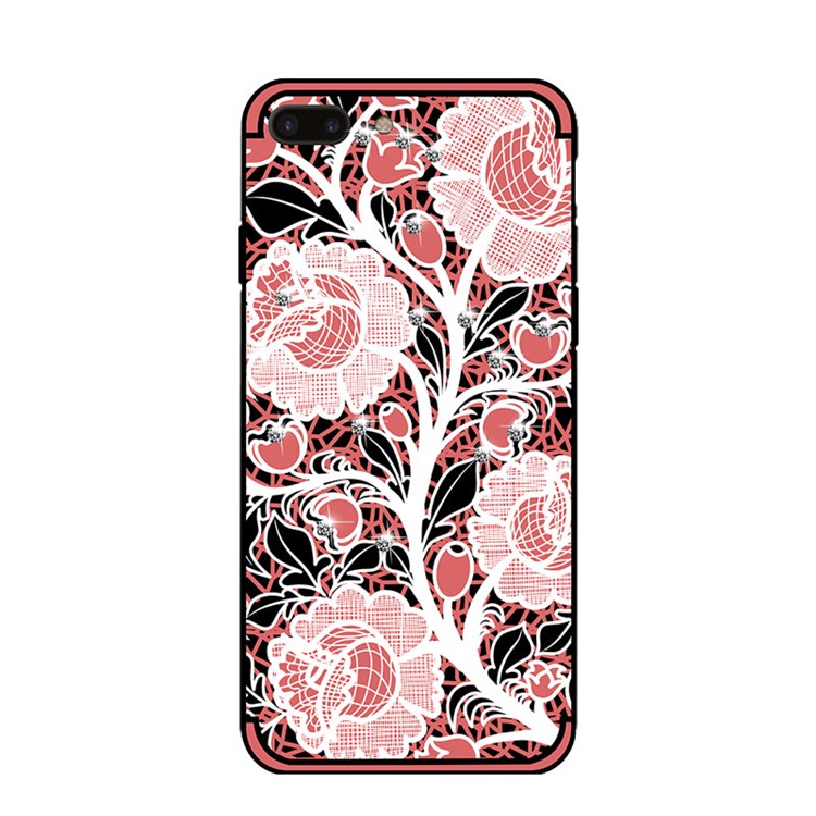 NXE for iPhone 8 Plus / 7 Plus Rose Pattern Rhinestone Decor Soft TPU Mobile Case - Pink-2