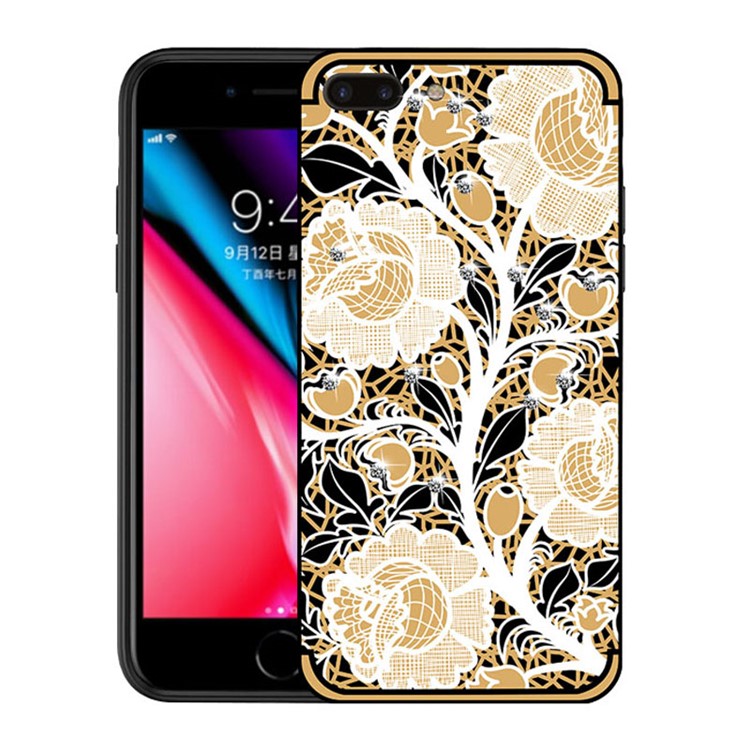 

NXE for iPhone 8 Plus / 7 Plus Rose Pattern Rhinestone Decor Soft TPU Mobile Cover - Orange