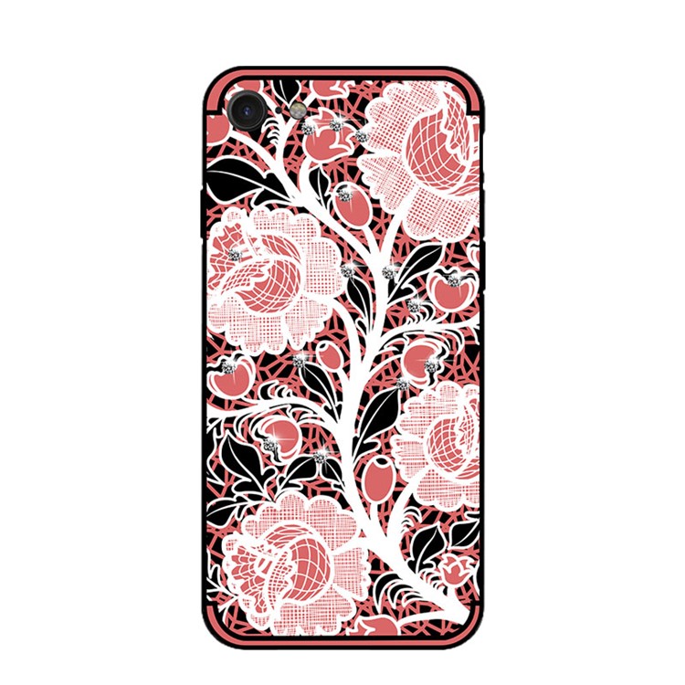 NXE Rose Pattern TPU Mobile Case with Rhinestone Decoration for iPhone 8 / 7 - Pink-2