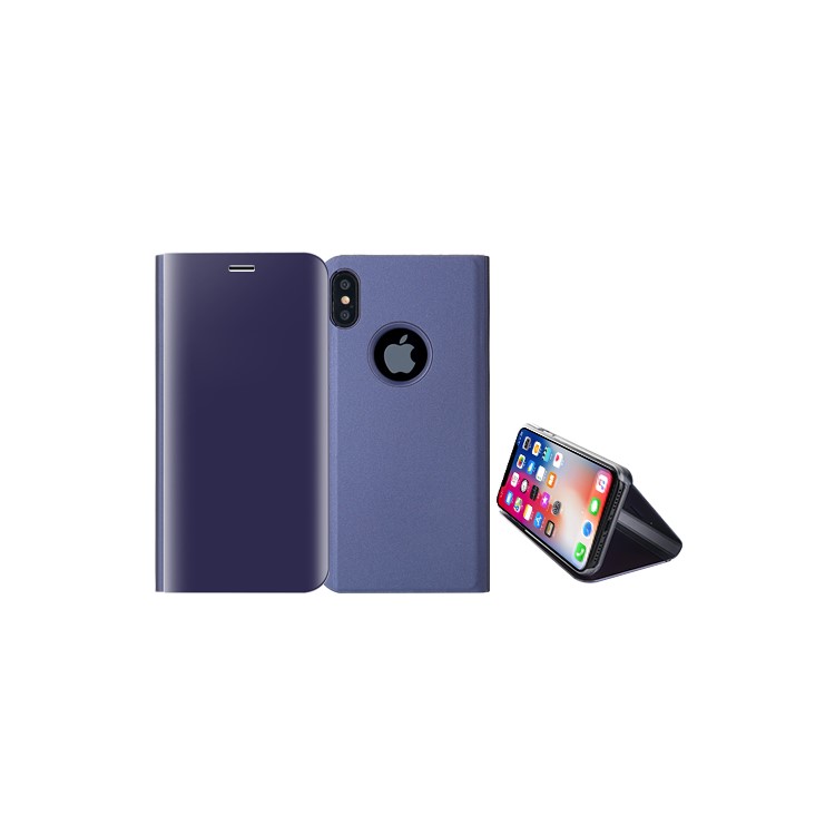 

Plated Mirror Surface Leather Stand Mobile Phone Cover for iPhone X - Purple
