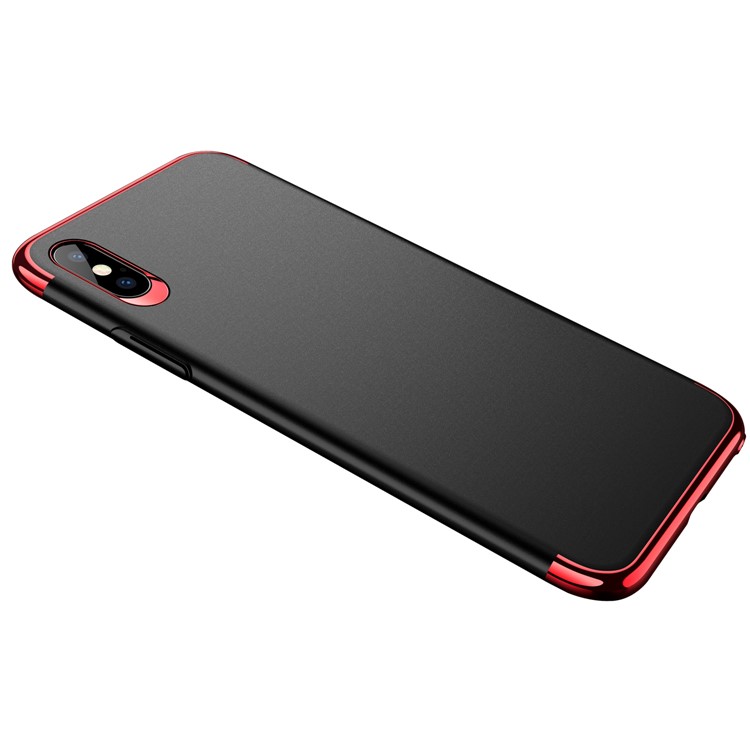 

OATSBASF 3-in-1 Electroplated Plastic Matte Back Case for iPhone X/10 - Black + Red