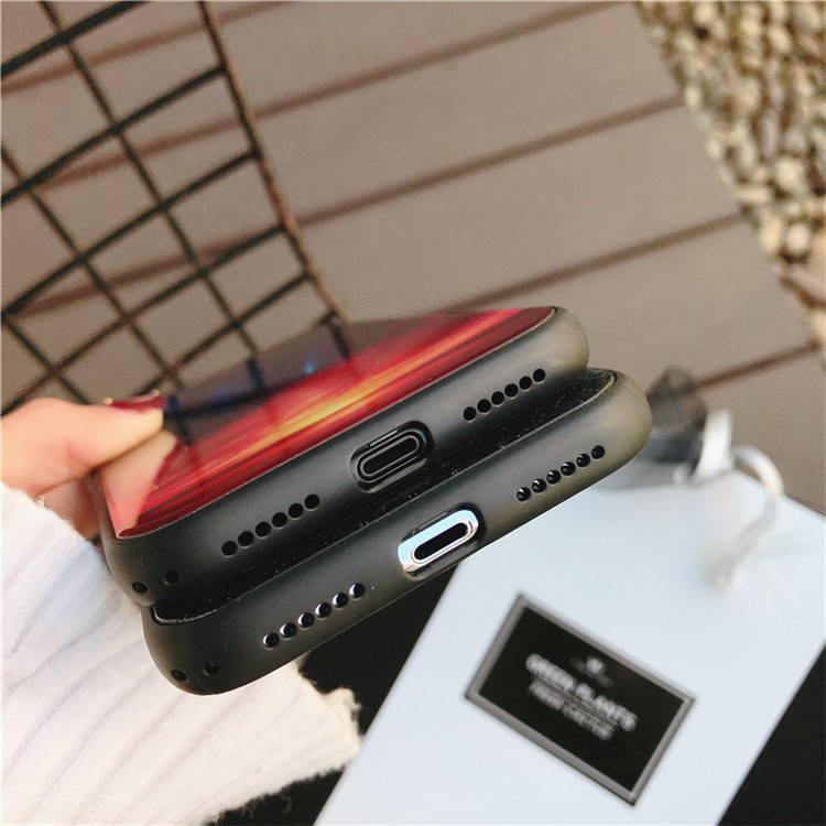 Vivid Scene Patterned Blue-ray Tempered Glass Back + TPU Edge Drop-proof Mobile Case for iPhone X - Noul-5