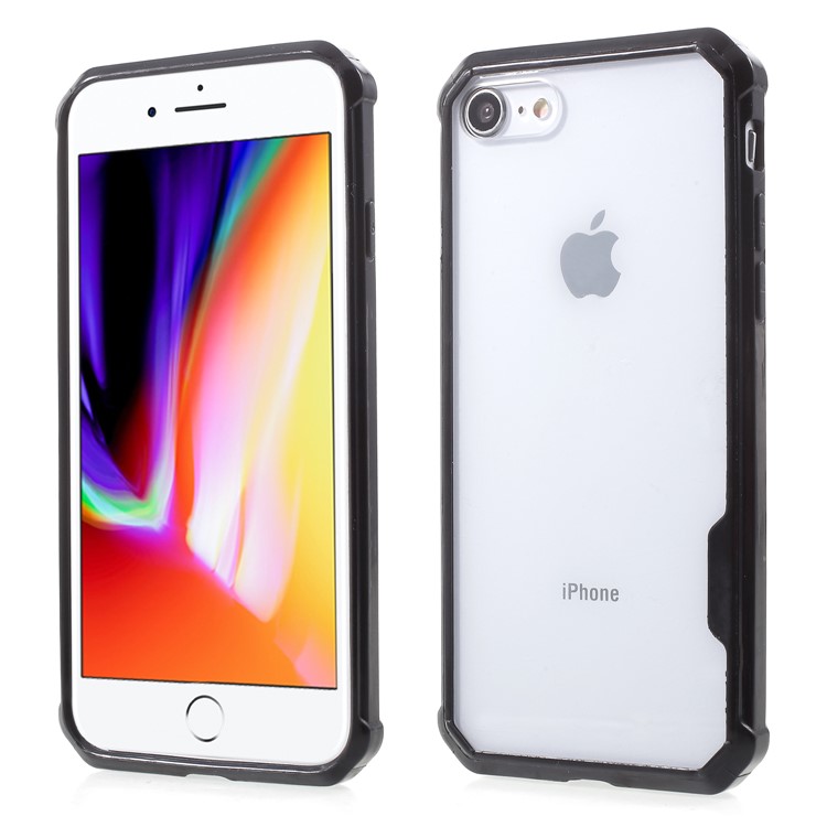 Drop-resistant PC + TPU Hybrid Phone Case for iPhone 8/7 - Black-1
