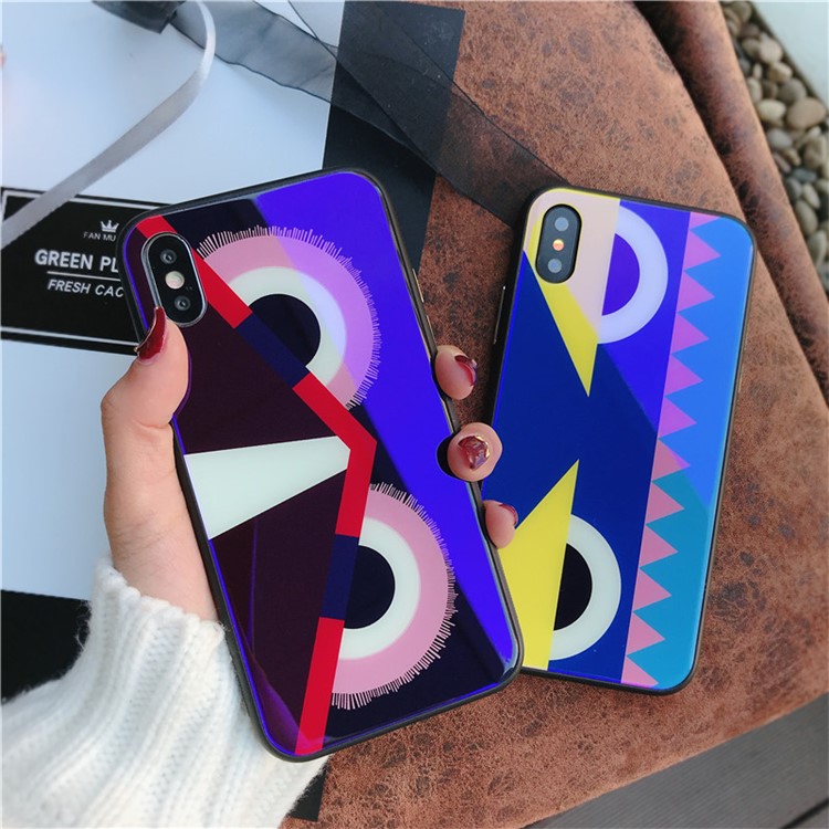 Owl Pattern 9H Tempered Glass Coated Blue-ray TPU Case for iPhone X - Style A-4