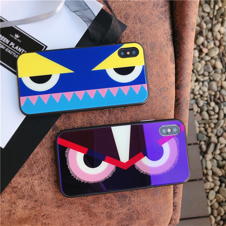 Owl Pattern 9H Tempered Glass Coated Blue-ray TPU Case for iPhone X - Style A-6