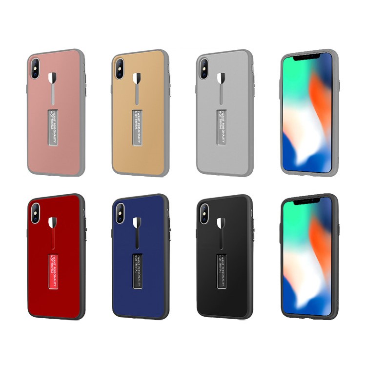 TPU+PC Cover Shell with Invisible Kickstand for iPhone X 5.8 inch - Black-2
