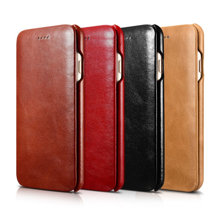 ICARER Genuine Cowhide Leather Magnetic Folio Flip Case for iPhone 8 Plus/7 Plus - Black-2