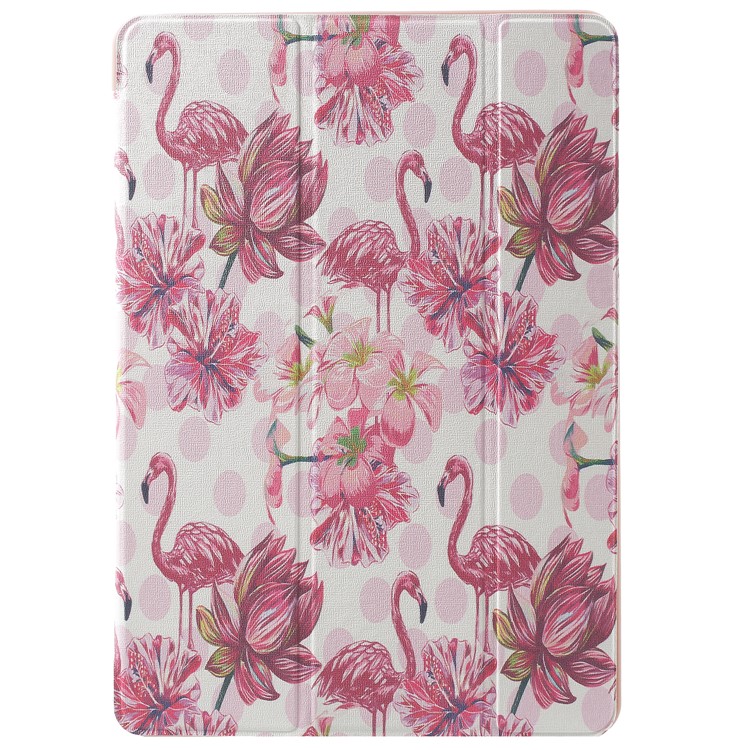 Pattern Printing Tri-fold Stand Leather Tablet Cover Case for iPad Pro 10.5-inch (2017) - Flamingo and Flower-1