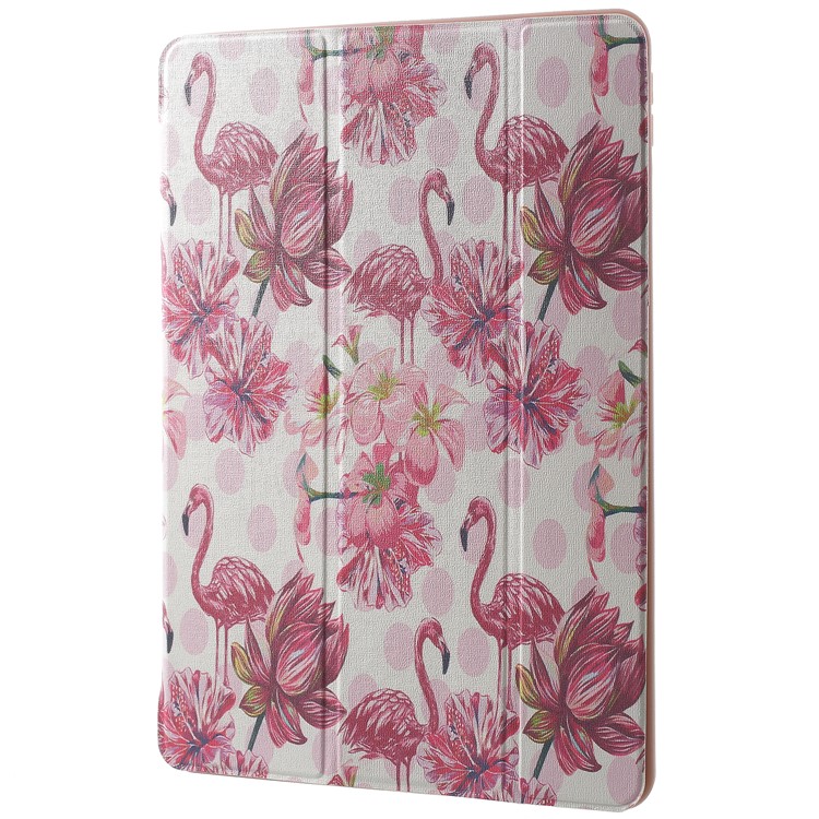Pattern Printing Tri-fold Stand Leather Tablet Cover Case for iPad Pro 10.5-inch (2017) - Flamingo and Flower-2