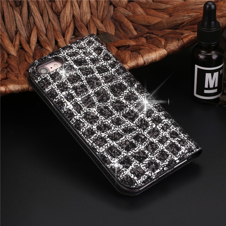 Rhinestone Decorated Leather Card Slots Stand Case for iPhone 8/7 4.7 inch - Black-2