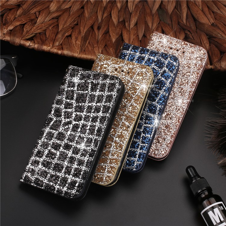 Rhinestone Decorated Leather Card Slots Stand Case for iPhone 8/7 4.7 inch - Black-3