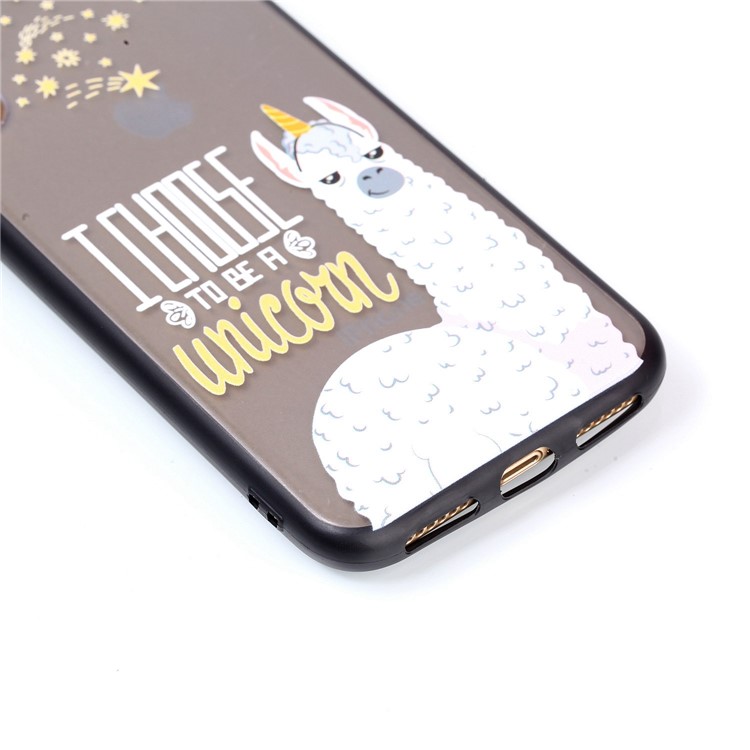 Embossment Pattern Rubberized TPU Gel Case for iPhone X/10 - Alpaca, I Choose to Be A Unicorn-6