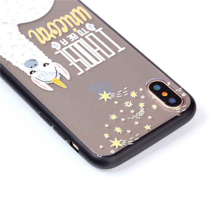 Embossment Pattern Rubberized TPU Gel Case for iPhone X/10 - Alpaca, I Choose to Be A Unicorn-7