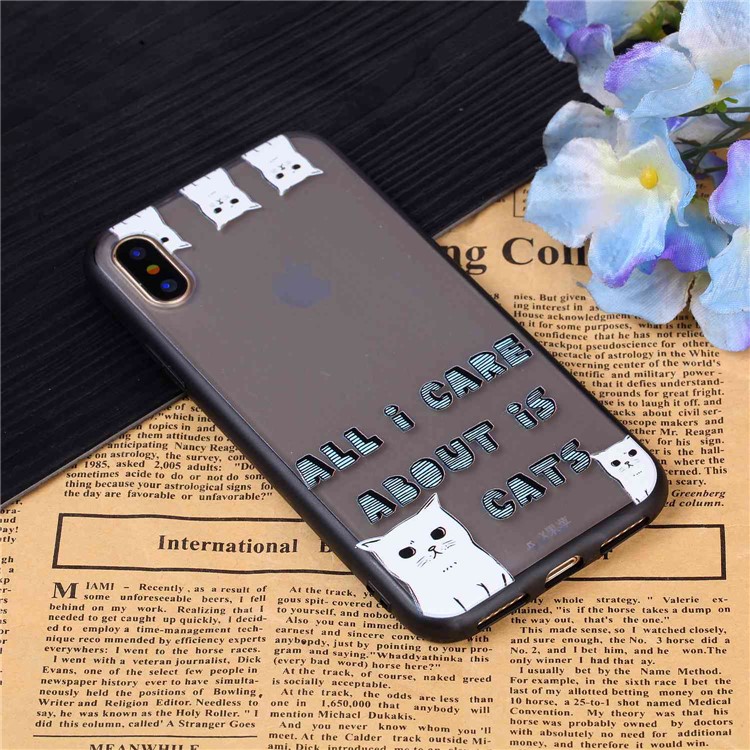 Embossment Pattern Rubberized TPU Back Cover for iPhone X/10 - Cats and Words-4