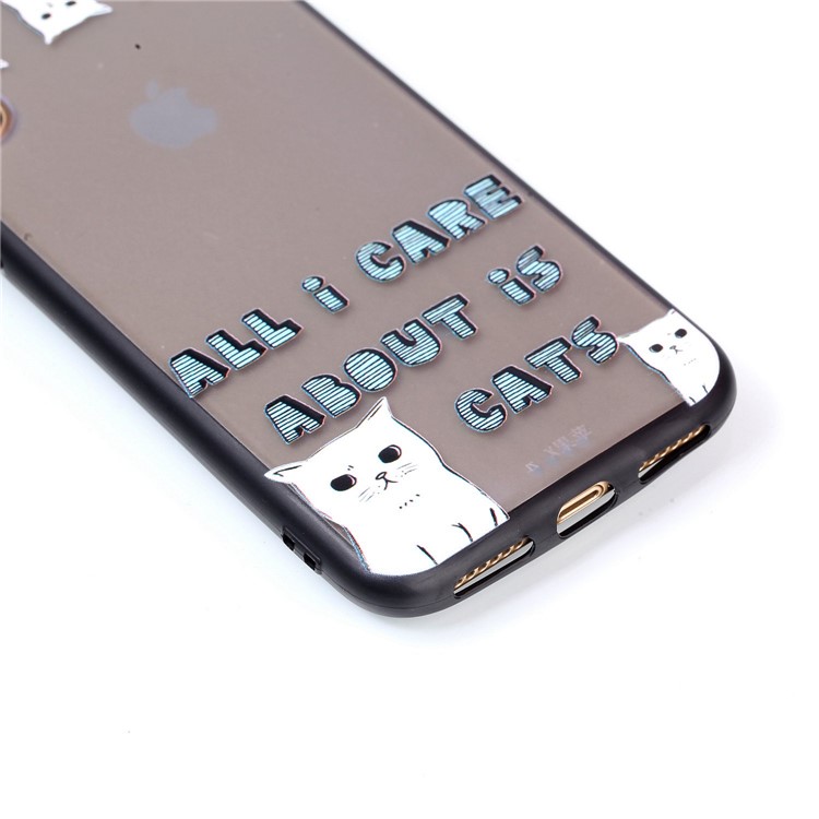 Embossment Pattern Rubberized TPU Back Cover for iPhone X/10 - Cats and Words-5