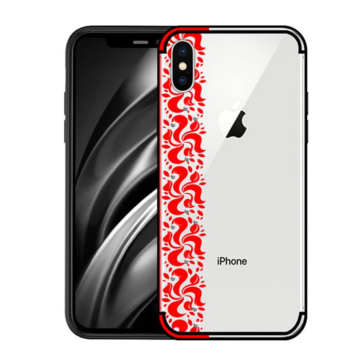 NXE Pity Smoke Series for iPhone X Floral Pattern Rhinestone Decor TPU Back Case - Red -1