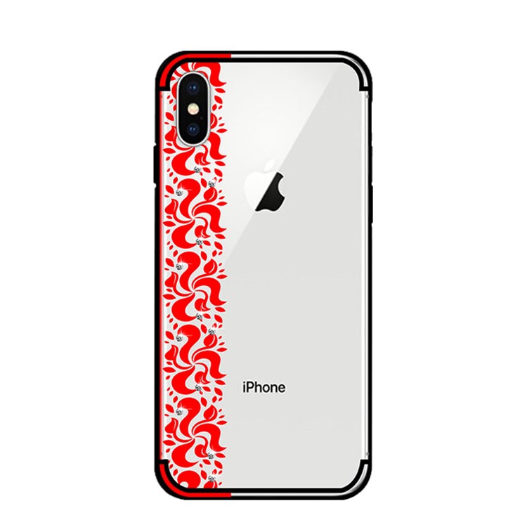 NXE Pity Smoke Series for iPhone X Floral Pattern Rhinestone Decor TPU Back Case - Red -2
