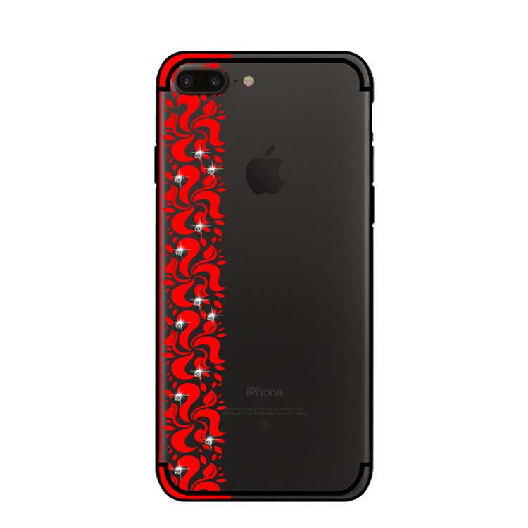 Série De Fumaça NXE Pity Para Iphone 8 Plus / 7 Mais Decoração Em Strass Floral Capa De Gel TPU - Vermelho-2