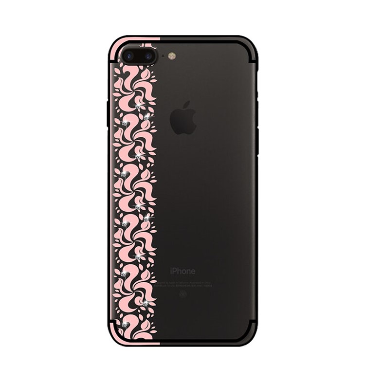 Série De Fumaça NXE Pity Para Iphone 8 Plus / 7 Mais Decoração De Diamante De Padrão Floral Capa De Telefone Celular TPU - Rosa-2