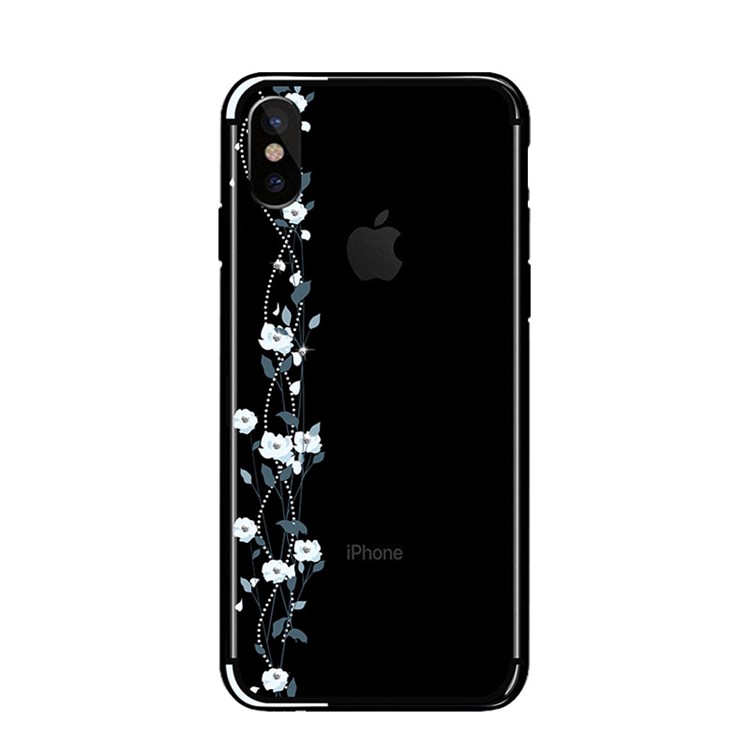NXE Para Iphone X Flor De Cerejeira Decoração De Diamante De Fluxo TPU PC Caixa Móvel Híbrida - Azul-2