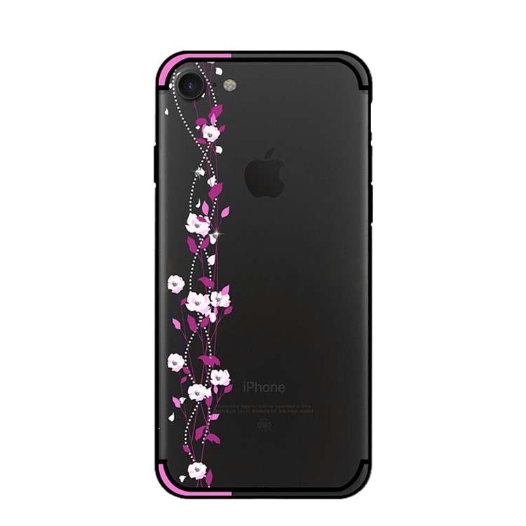 NXE Cherry Blossom Flow TPU PC Hybrid Rhinestone Cover for iPhone 8/7 4.7-inch - Rose-2