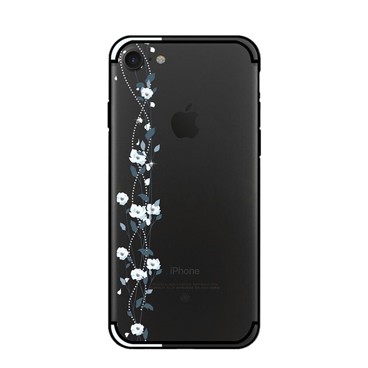 NXE Fleur De Cerisier Strass Flux TPU PC Coque Mobile Hybride Pour Iphone 8/7 4,7 Pouces - Bleu-2