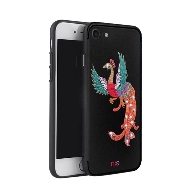 

Вышивка Phoenix Шаблон Rhinestone TPU Задний Чехол Для Iphone 8/7 4.7 Inch - Зеленые Крылья, iPhone 8 4.7 inch