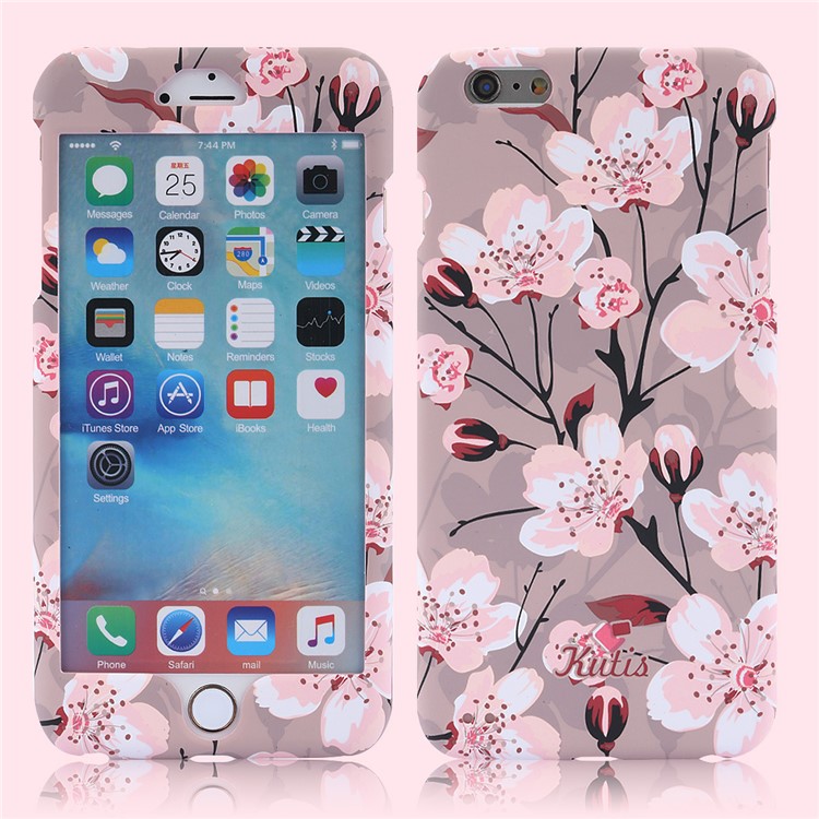 

Shivering Pattern Printing Detachable All-wrapped PC Cover for iPhone 6s Plus /6 Plus 5.5 inch - Pink Flower Grey Background, iPhone 6s Plus