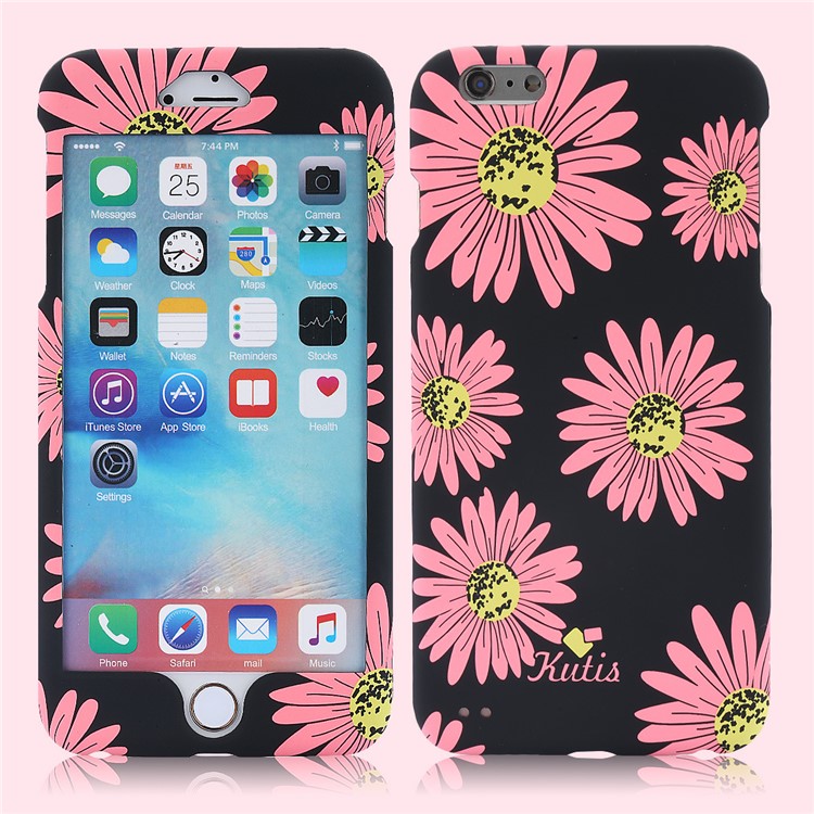 

Shivering Pattern Printing Detachable All-wrapped Plastic Cell Phone Case for iPhone 6s Plus /6 Plus 5.5 inch - Pink Flowers Black Background, iPhone 6s Plus