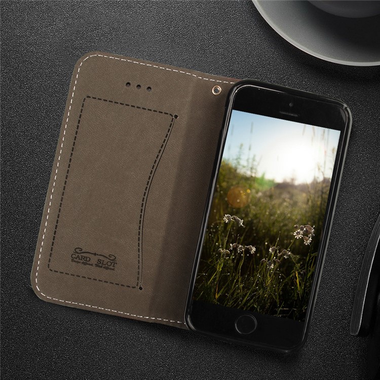 Flip PU Leather Card Holder Stand Case with Magnetic Closure for iPhone SE/5s/5 - Black-10