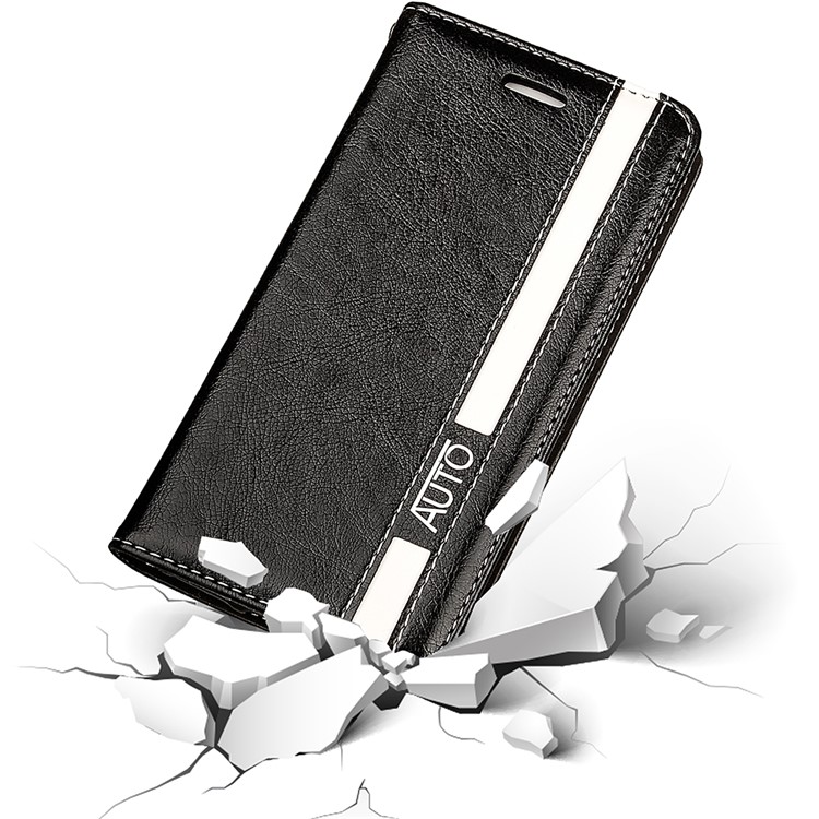 Flip PU Leather Card Holder Stand Case with Magnetic Closure for iPhone SE/5s/5 - Black-5