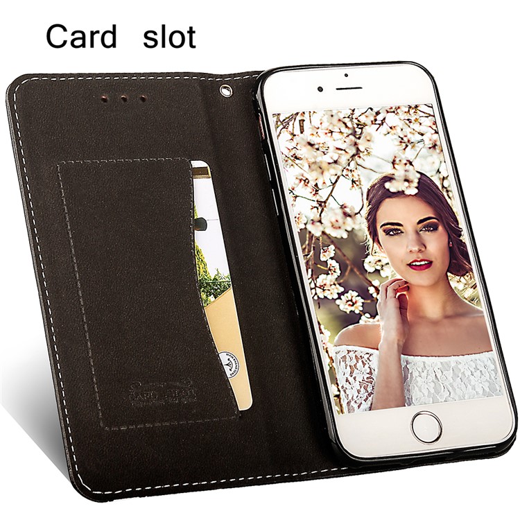 Auto-absorbed Leather Card Holder Stand Case for iPhone 6s / 6 - Black-4