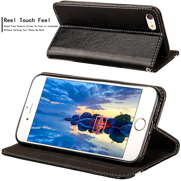 Business Style Auto-absorbed PU Leather Case with Card Slot for iPhone 6s Plus / 6 Plus 5.5-inch - Black-5