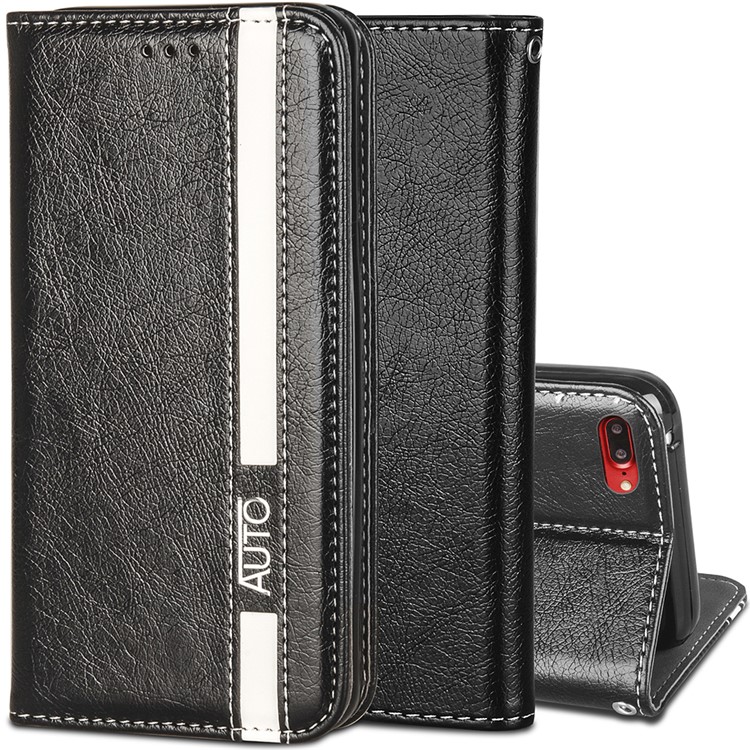 Business Style Auto-absorbed PU Leather Case with Card Slot for iPhone 8 Plus/7 Plus 5.5 inch - Black-1