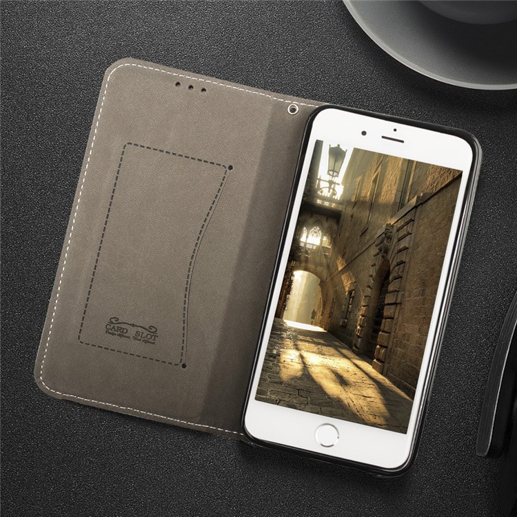 Business Style Auto-absorbed PU Leather Case with Card Slot for iPhone 8 Plus/7 Plus 5.5 inch - Black-10