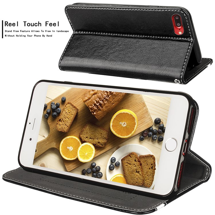 Business Style Auto-absorbed PU Leather Case with Card Slot for iPhone 8 Plus/7 Plus 5.5 inch - Black-5