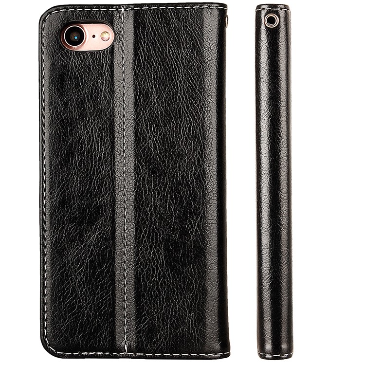 Flip PU Leather Card Holder Stand Case with Magnetic Closure for iPhone 8 / 7 4.7 inch - Black-3