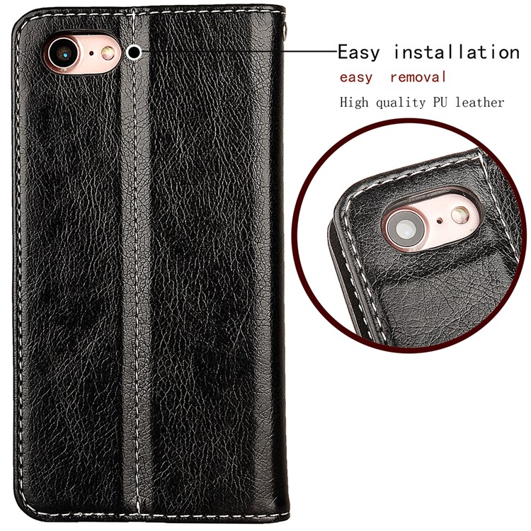 Flip PU Leather Card Holder Stand Case with Magnetic Closure for iPhone 8 / 7 4.7 inch - Black-6