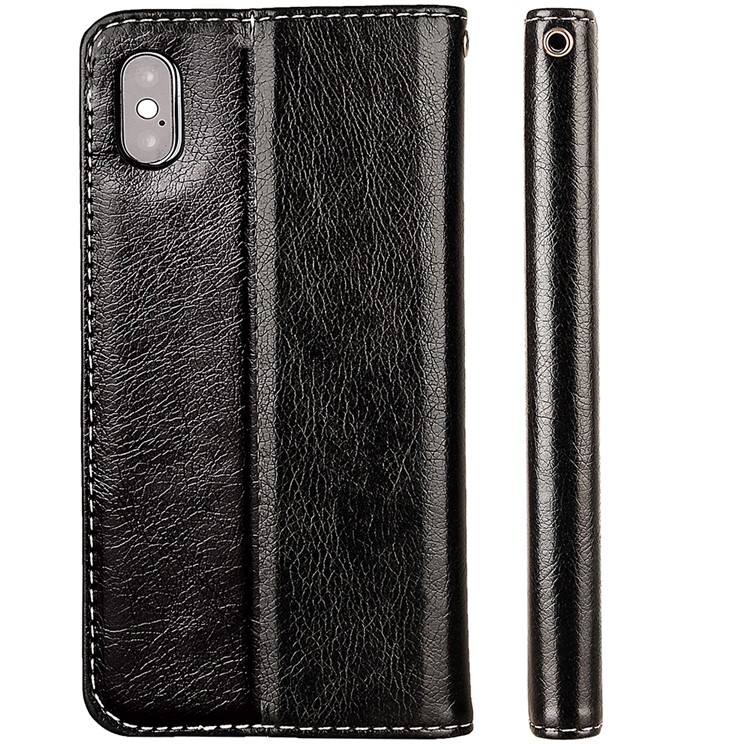 Flip PU Leather Card Holder Stand Case with Magnetic Closure for iPhone X - Black-3