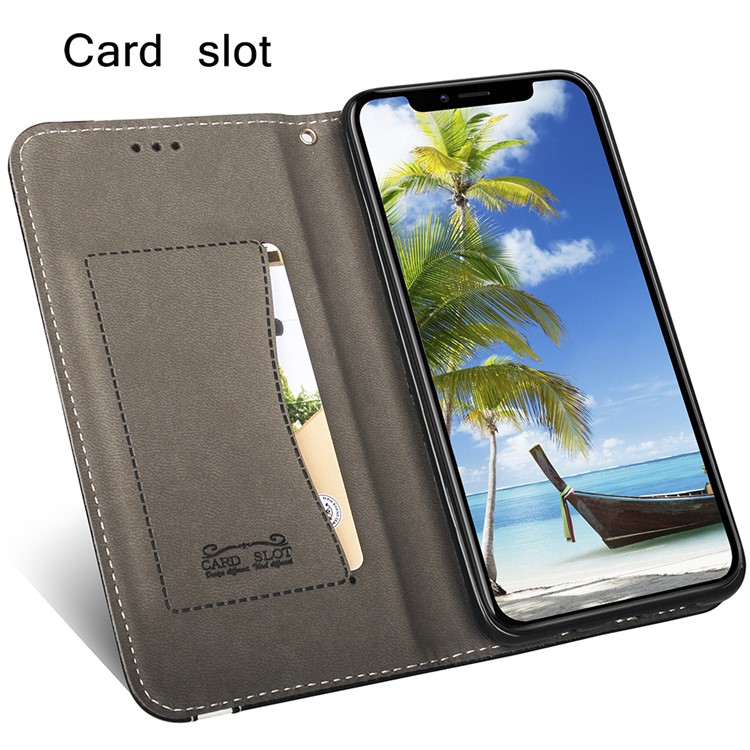 Flip PU Leather Card Holder Stand Case with Magnetic Closure for iPhone X - Black-4