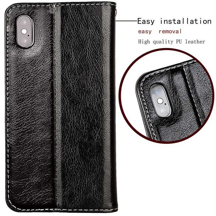 Flip PU Leather Card Holder Stand Case with Magnetic Closure for iPhone X - Black-6