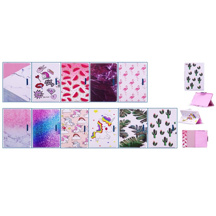 Patterned Leather Wallet Stand Smart Case for iPad Air 2/ Air - Marble Grain-8