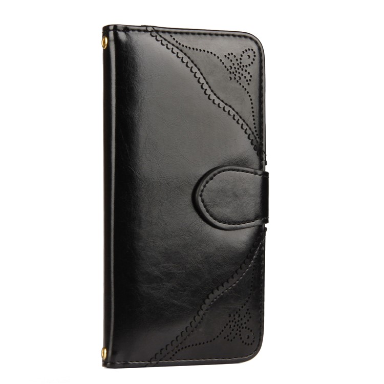 Retro Style Laser Carving Wallet Stand Leather Case for iPhone 6s / 6 - Black-2